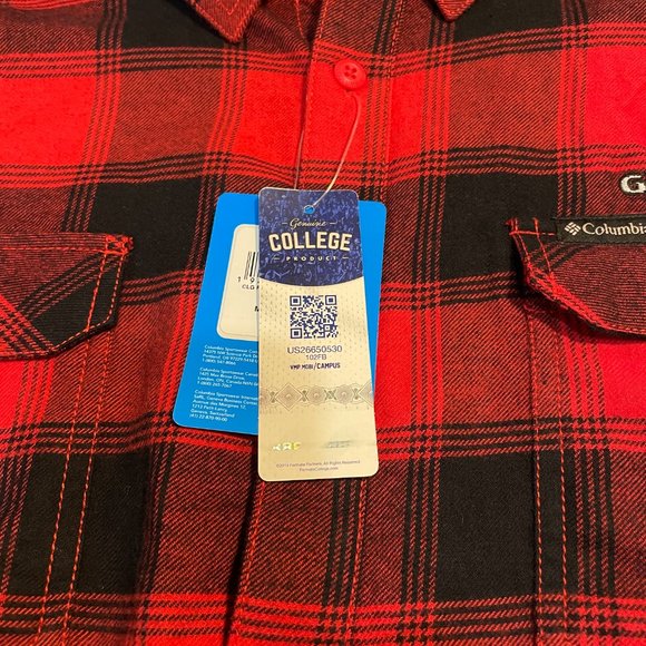 GEORGIA BULLDOGS FLANNEL SHIRT-ADULT MEDIUM-COLUMBIA-STITCHED -NWT $65 - Picture 5 of 7